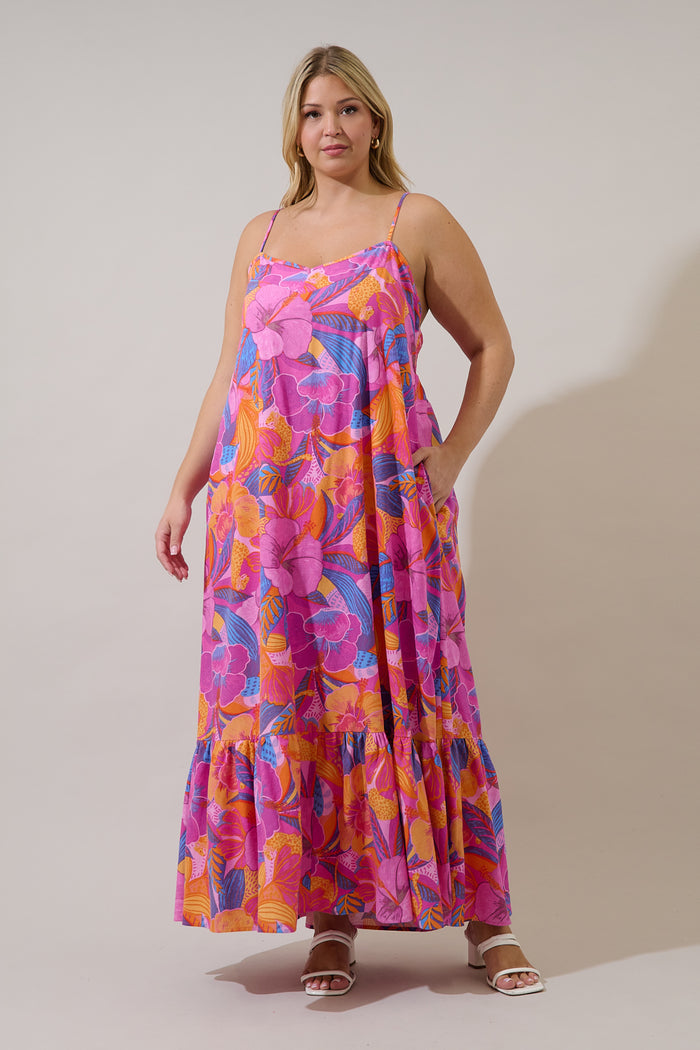 Valle Tie Back Maxi Dress Chelsy Floral Curve