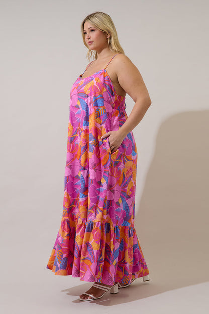 Valle Tie Back Maxi Dress Chelsy Floral Curve