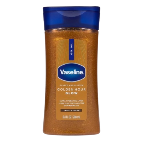 Vaseline Glazed and Glisten Golden Hour Glow Vanilla Cocoa Shimmer Gel Oil 200Ml
