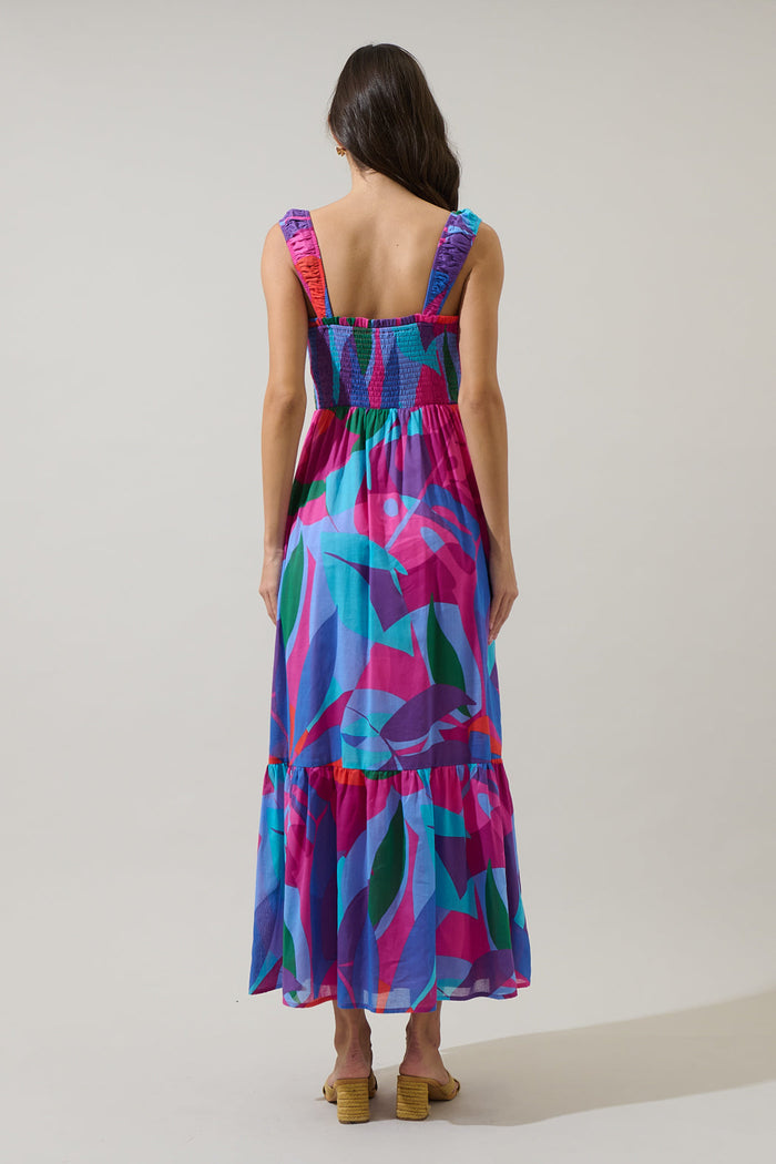 Vemmy Abstract Tayla Smocked Maxi Dress