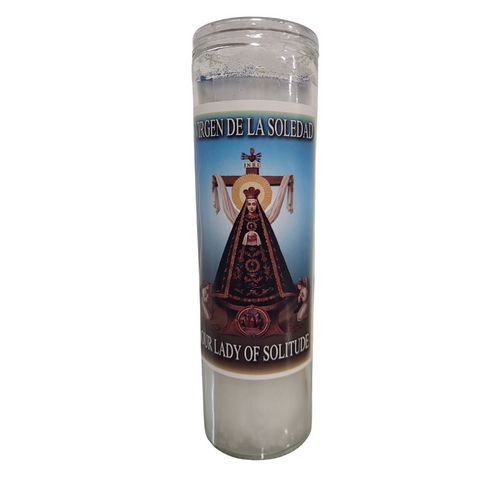 Virgen De La Soledad Veladora Preparada / Our Lady Of Solitude Prepared Candle