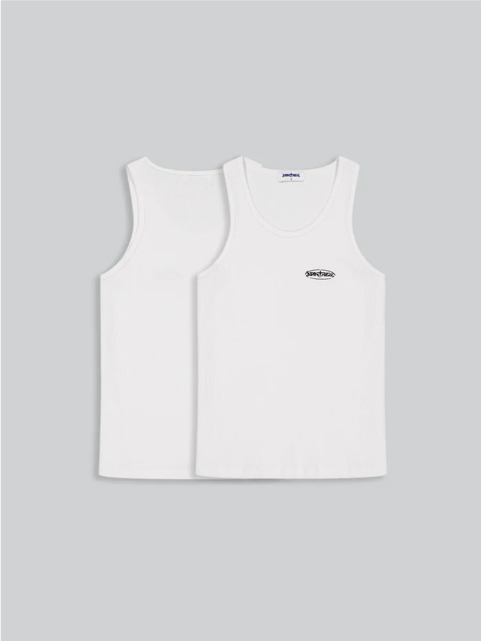 Waffle Tank Top White