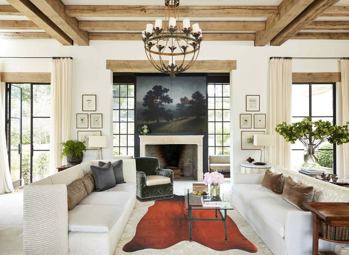 Brown with Red Cowhide Rug #B3622