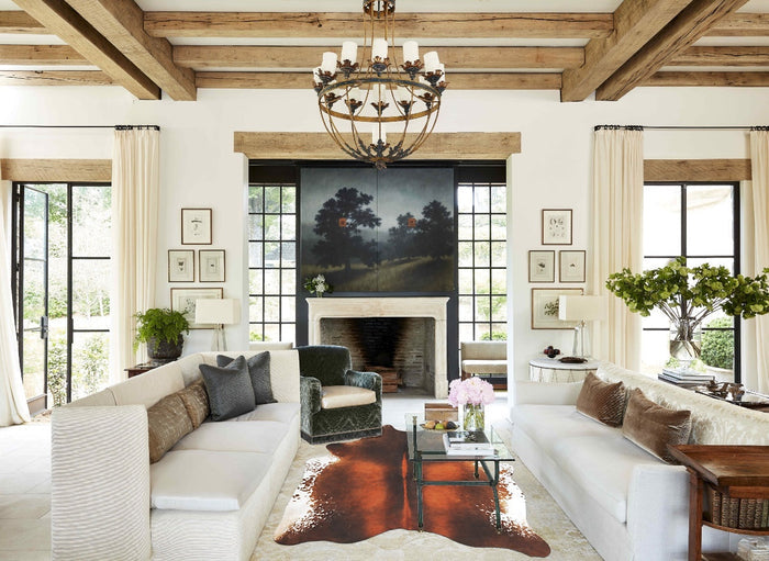 Brown with Red Cowhide Rug #B3832