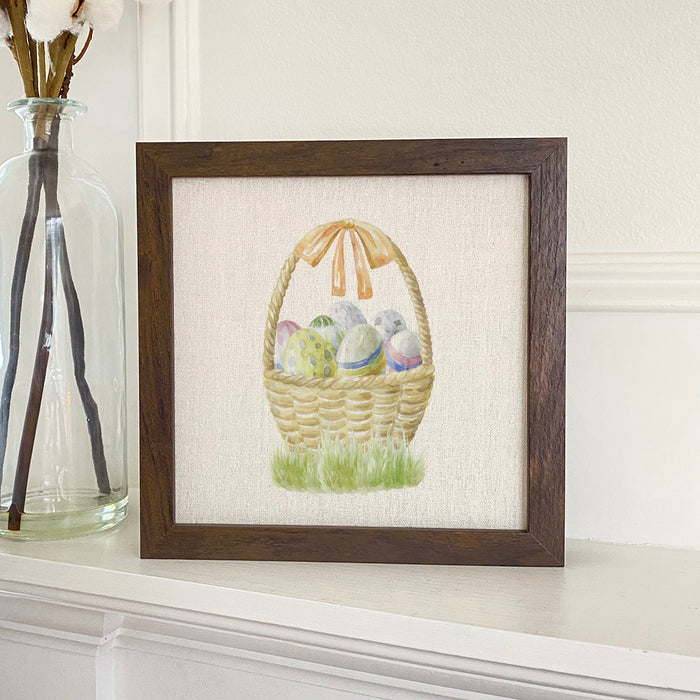 Watercolor Easter Basket - Framed Sign