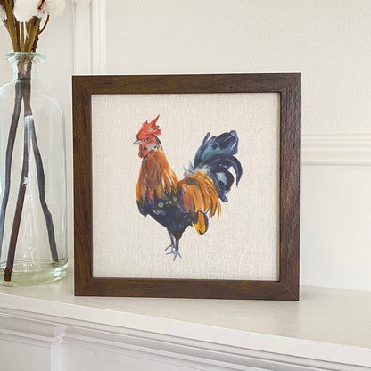 Watercolor Rooster - Framed Sign