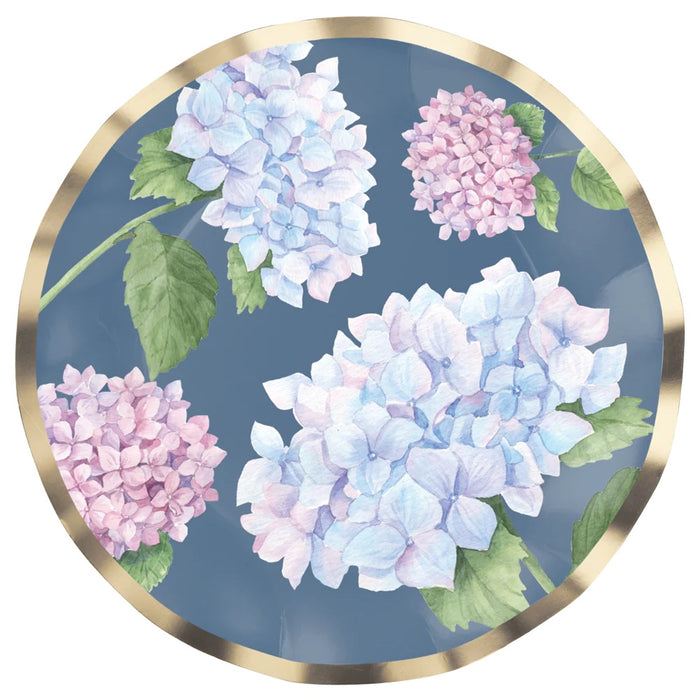 Wavy Salad Plate, Hydrangeas
