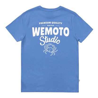 Wemoto Sea Market Printed Artwork T-Shirt Bright Blue