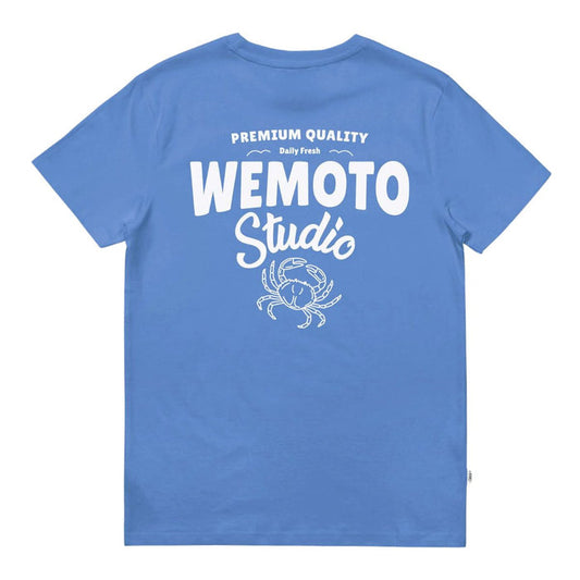 Wemoto Sea Market Printed Artwork T-Shirt Bright Blue
