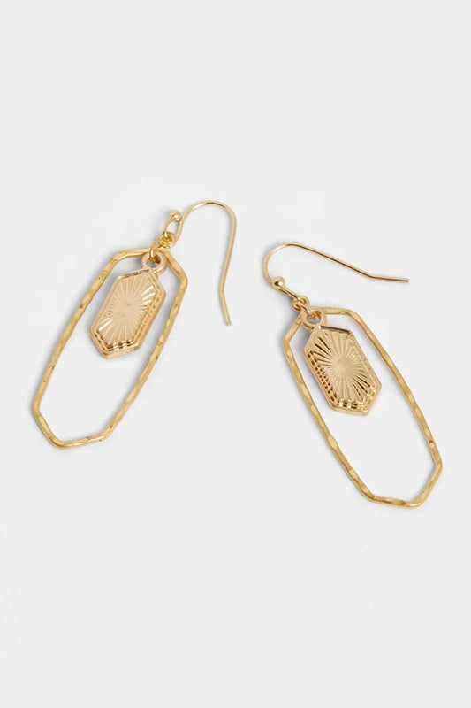 Whispers Hammered Frame Dangle Earrings