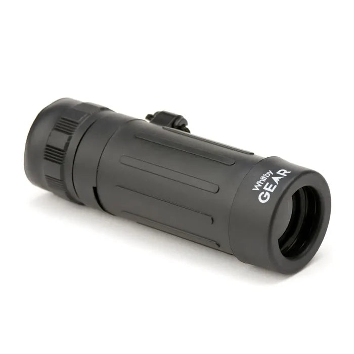 Whitby Gear Pocket Monocular 8x21 shown on its side on a white background
