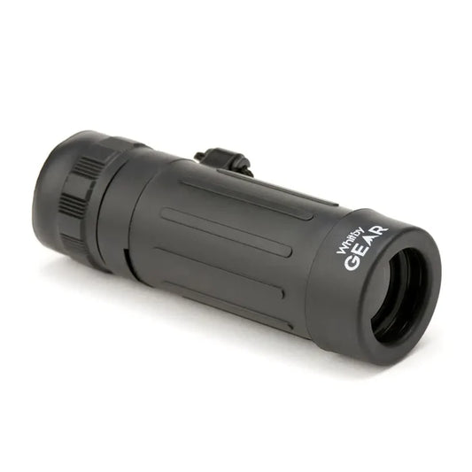 Whitby Gear Pocket Monocular 8x21 shown on its side on a white background