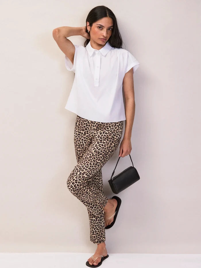 White Cotton Poplin Gathered Shoulder Shirt