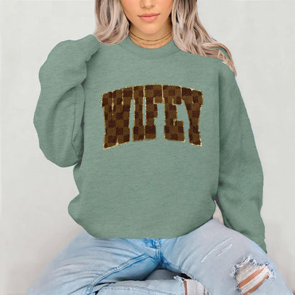 Wifey chenille patch (must purchase crewneck as well)