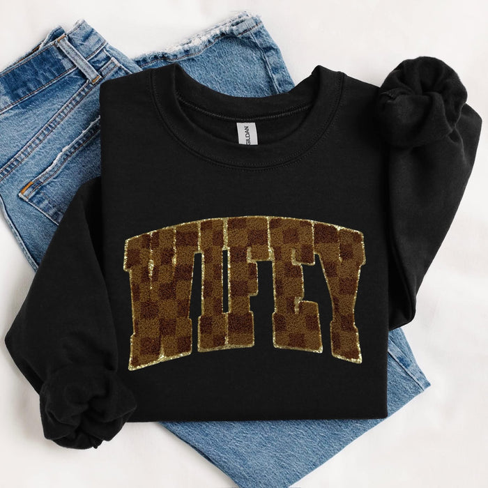 Wifey chenille patch (must purchase crewneck as well)