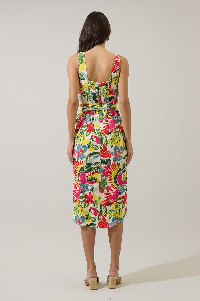 Wissa Tropical Beli Wrap Midi Dress