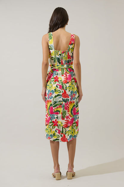 Wissa Tropical Beli Wrap Midi Dress