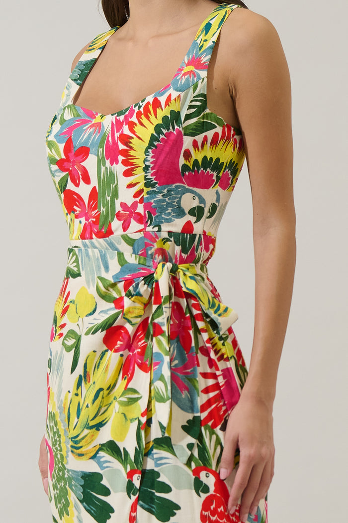 Wissa Tropical Beli Wrap Midi Dress