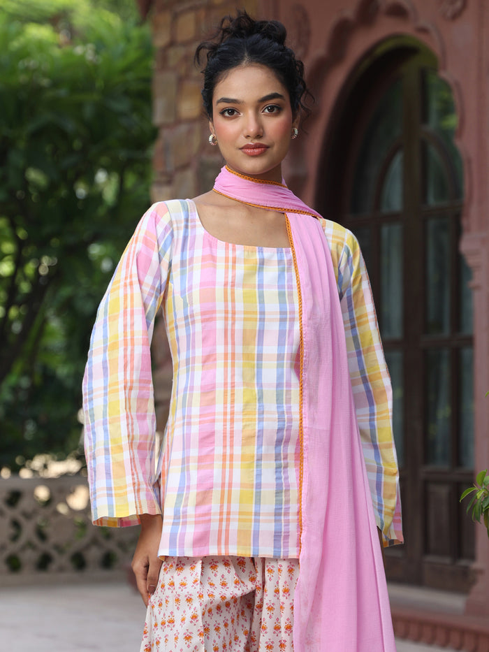 Women's Checkered Farshi Suit Set