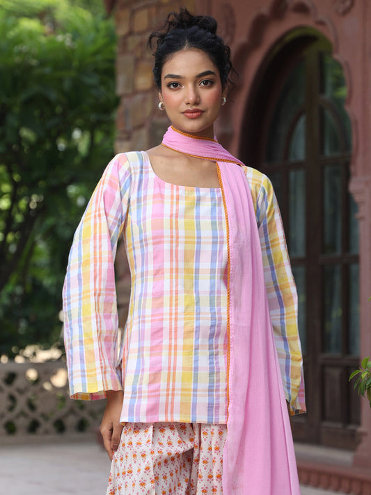 Women's Checkered Farshi Suit Set