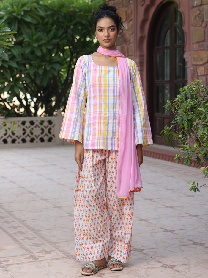 Women's Checkered Farshi Suit Set