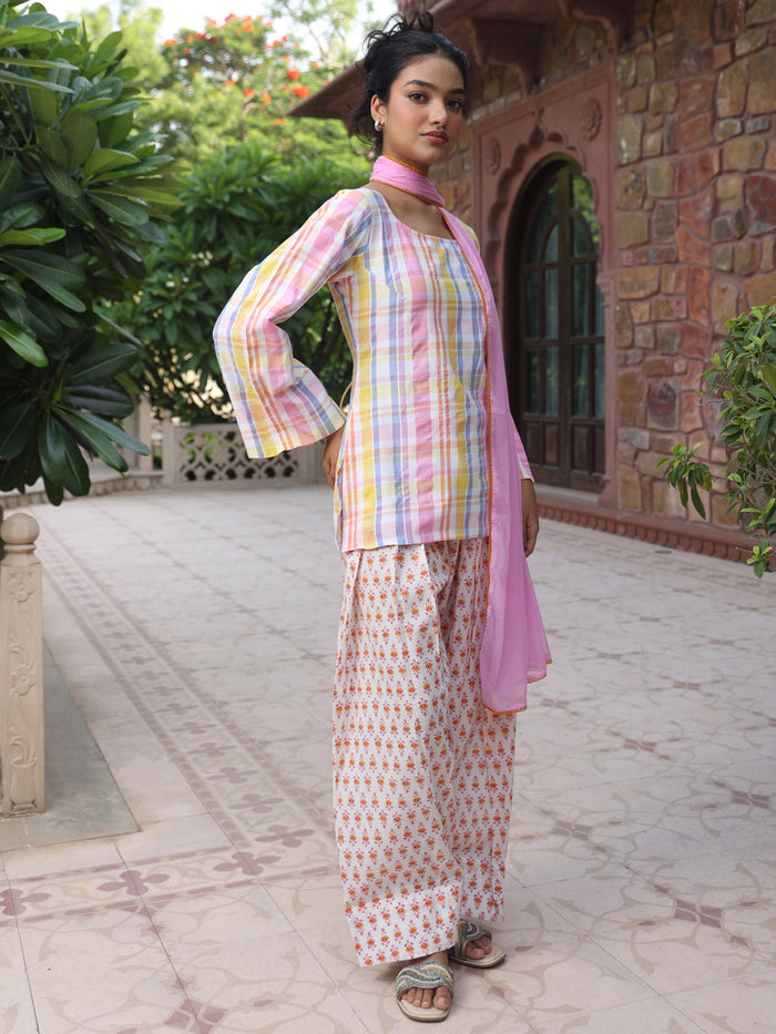 Women's Checkered Farshi Suit Set