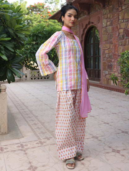 Women's Checkered Farshi Suit Set