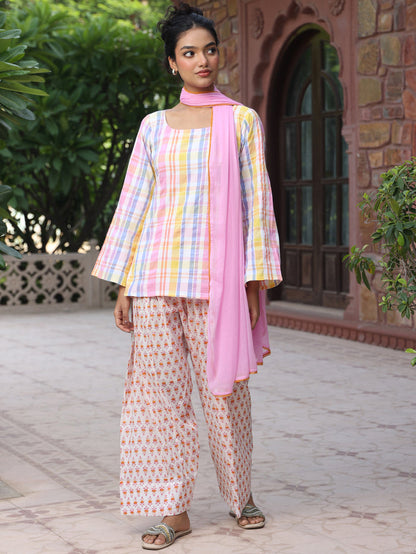 Women's Checkered Farshi Suit Set