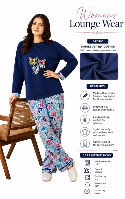 Women’s Butterfly Graphic Shirt & Floral Trouser Set - Hinz Clothing