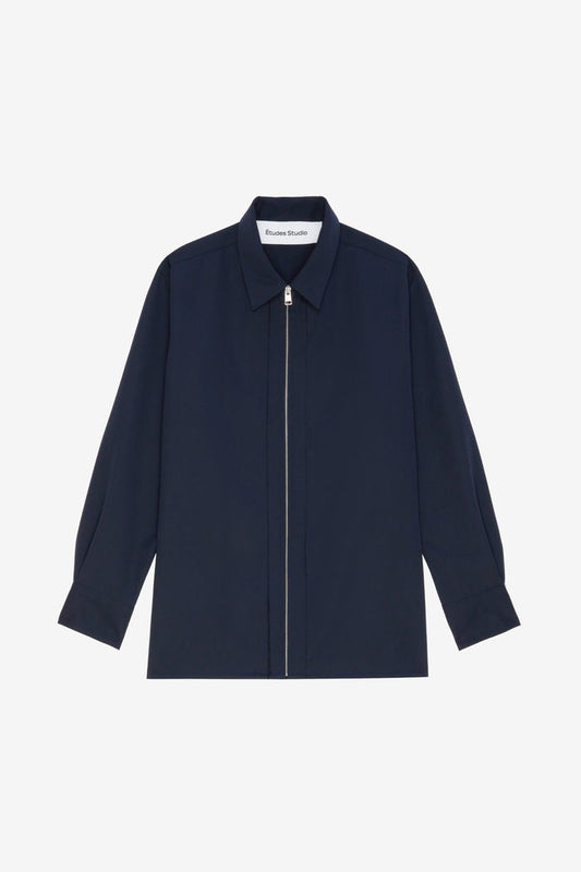 ETUDES STUDIO WOOL ZIPPED OVERSHIRT NAVY 1