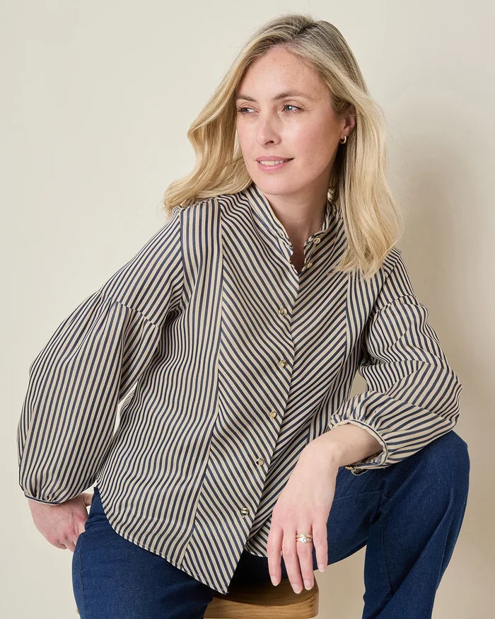 Wren Lyocell Long Sleeved Striped Blouse