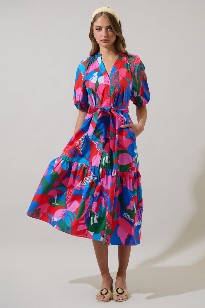 Wynette Tiered Midi Dress Exene Floral