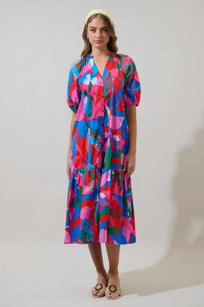 Wynette Tiered Midi Dress Exene Floral