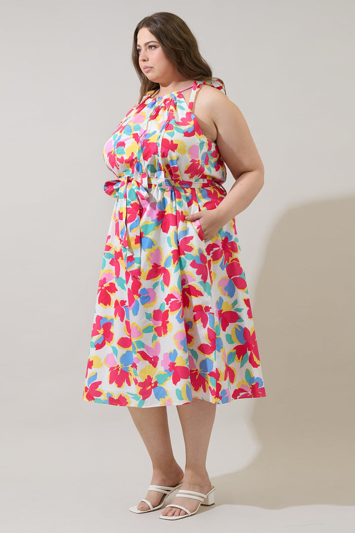 Yani Floral Luvi Sleeveless Midi Dress Curve