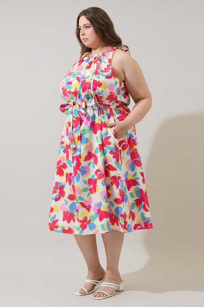 Yani Floral Luvi Sleeveless Midi Dress Curve