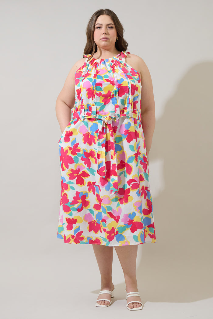 Yani Floral Luvi Sleeveless Midi Dress Curve