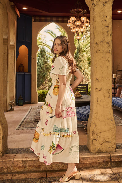 Zahra Island Palmer Poplin Tiered Maxi Dress