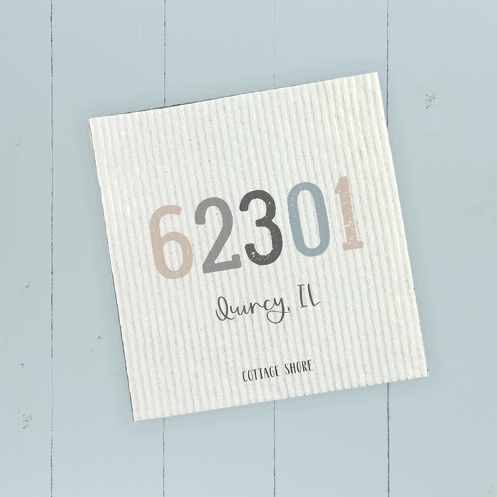Zip Code w/ City and State - Custom Swedish Dish Cloth