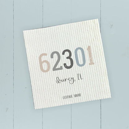 Zip Code w/ City and State - Custom Swedish Dish Cloth