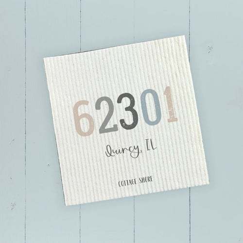Zip Code w/ City and State - Custom Swedish Dish Cloth