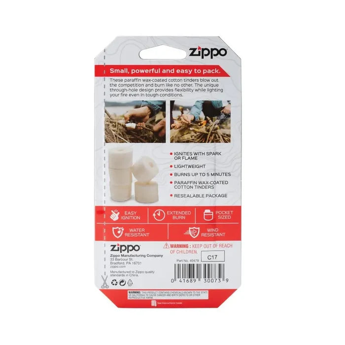 Reverse packaging for Zippo Easy Spark Tinder on a white background
