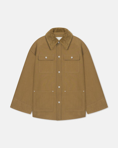 Zonta - Wax Cotton and Faux Shearling Jacket - Yellow Khaki