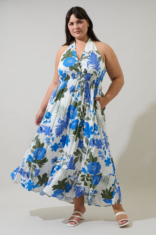 Zurie Floral Niam Smocked Midi Dress Curve