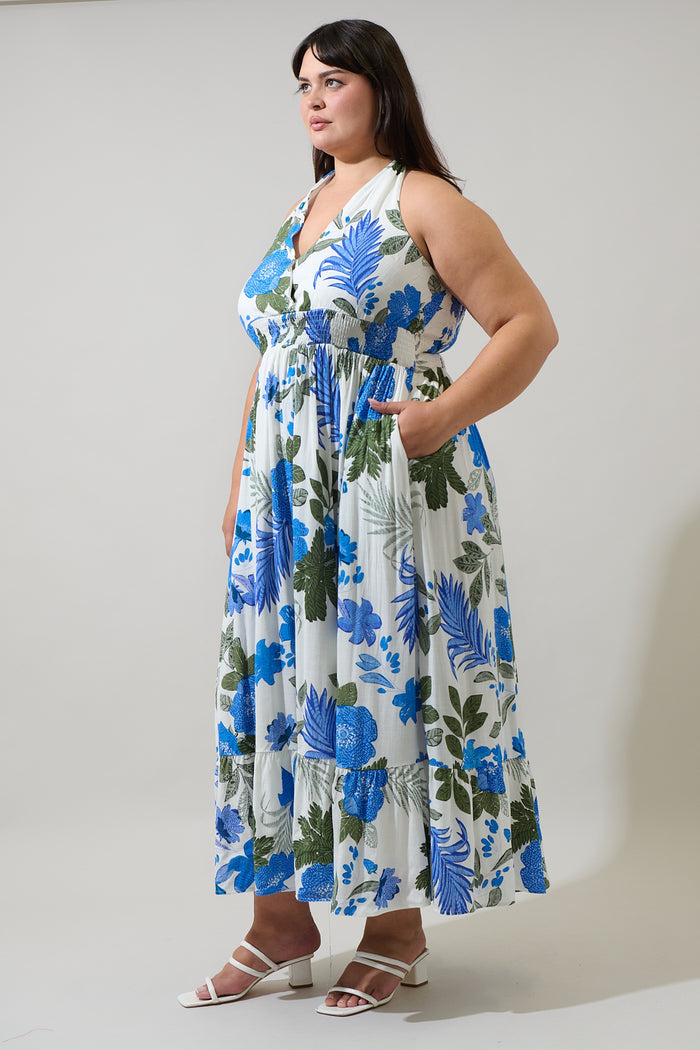 Zurie Floral Niam Smocked Midi Dress Curve